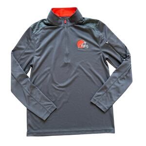 NFL Cleveland Browns Men's Gray Long Sleeve 1/4 Zip Pullover, Size Medium